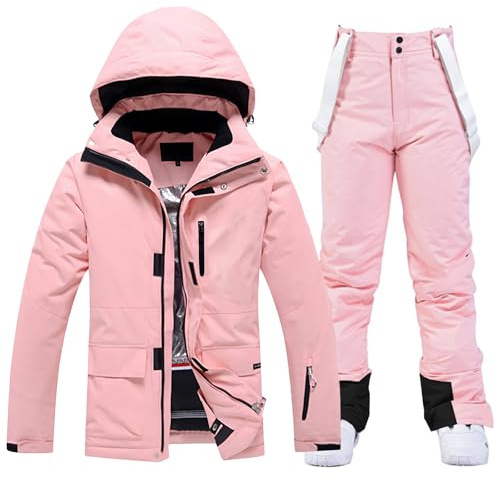 GS SNOWING Women's Ski Jackets and Bib Pants Set Windproof Waterproof Insulated Snowsuit
