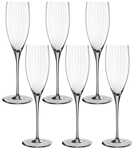 LEONARDO HOME Poesia Sektglas 6er Set, spülmaschinengeeignetes Champagnerglas, Höhe 25 cm, 250 ml, grau, 022381