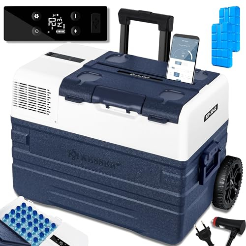 KESSER® Compressore Box congelatore elettrico Congelatore 42 litri, con controllo APP connessione USB 12/24 V 230V, +Telescopico Ruote Frigorifero raffreddamento a -20 ° C per auto, camion, barca