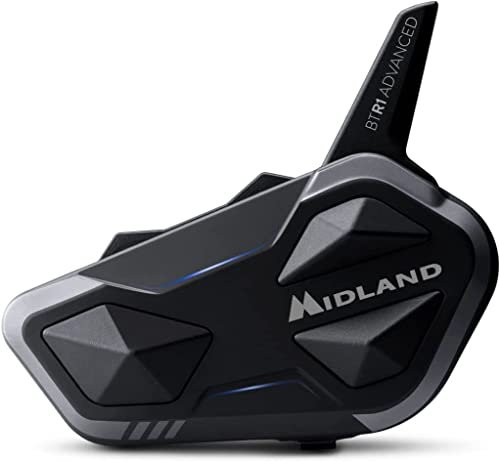 Midland - Interfono Moto Bluetooth BTR1 Advanced Singolo, Auricolari Casco Moto Impermeabili IPX6, 1,2Km, 4 Persone Conference, Batteria 23H, Cancellazione Rumore, Audio HD, Conforme ECE2206