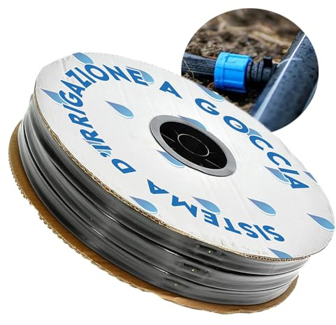 Manichetta gocciolante irrigazione a goccia 250 mt - 16mm - passo 20 cm - 8 mils - 2 litri per ora - Made in Italy (250 metri - 20 cm)