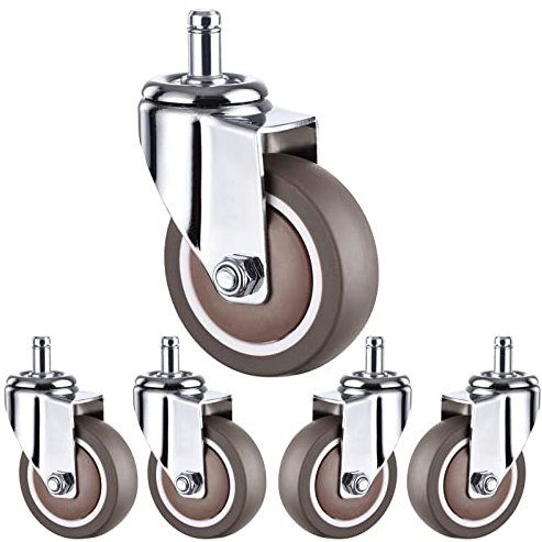 5er SET Bürostuhlrollen Ø 50mm Ersatz Lenkrollen für Vorbau M11×22mm - Hartbodenrollen TPE Leise Gummi, Lenkrollen mit Bremse, für Möbel Palettenmöbel Speisewagen Kinderbettwagen ( Size : 2 Swivel )