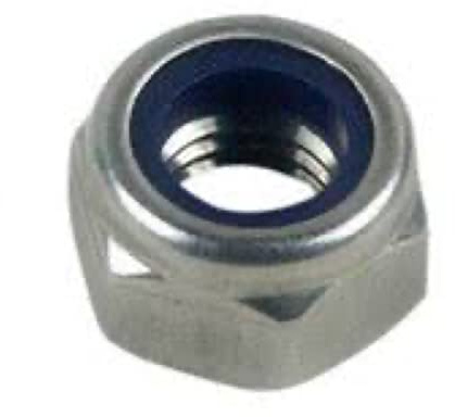 LENNIE, Tuerca hexagonal, Autofrenado, Ø4, Tuercas de seguridad, forma baja con anillo de nailon (tuerca de freno), Clase de resistencia 6.8, Acero, Embalaje en caja, caja de 200