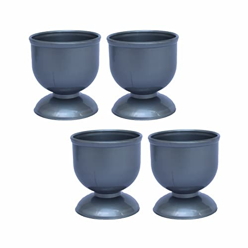 SUL Plastic Egg Cups Set; Soft Boiled Egg Cup Holders for Breakfast, Serving Egg Cups, Egg Cups Stand for Kitchen – Set of 4 (Silver)