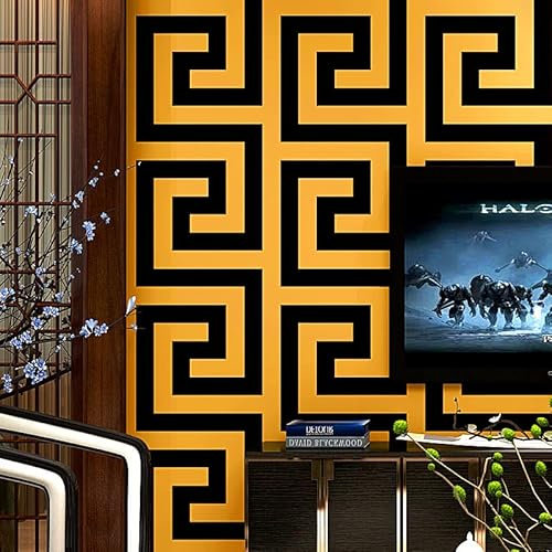 Gelbe, Weiße Und Schwarze Tapete. Für Wohnzimmer, TV-Hintergrund, Schlafzimmer.Moderne Minimalistische.Schwarze Und Weiße Strukturtapete. 0,53 M X 10 M = 5,3 M²/Roll. (Gelb -3215)