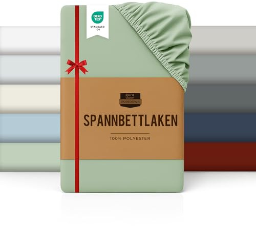 puredown Spannbettlaken 140x200cm Mikrofaser Bettlaken für Matratzen bis zu 25-30cm, Angenehm Atmungsaktive Spannbetttücher Bettwäsche,Oeko-Tex Zertifiziert, Grün
