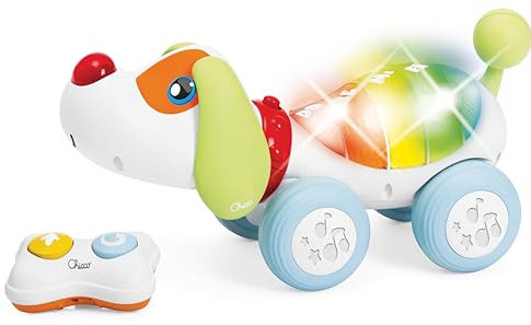 Chicco DogReMi Cane Elettronico Radiocomandato, Cagnolino Interattivo che Abbaia e Cammina con Mini Centro Attività, Luci e Suoni, Telecomando a 2 Direzioni - Giochi per Bambini 18 Mesi - 4 Anni
