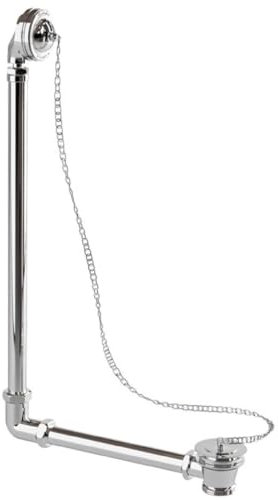 Casa Padrino desagüe de bañera Art Nouveau de Lujo Plata 31,8 x A. 56,3 cm - Desagüe de bañera de latón con tapón y Cadena para bañeras Independientes - Accesorios de Baño Barrocos y Art Nouveau