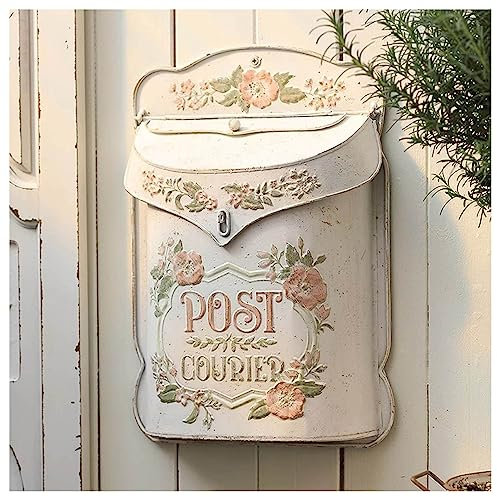 Cassetta postale vintage in ghisa, cassetta postale decorativa con serratura esterna, cassetta postale a parete in metallo