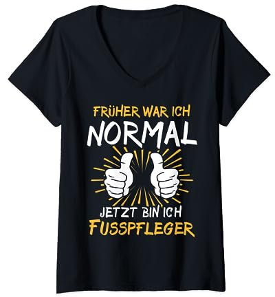 Lustiger Fusspfleger Spruch T-Shirt mit V-Ausschnitt