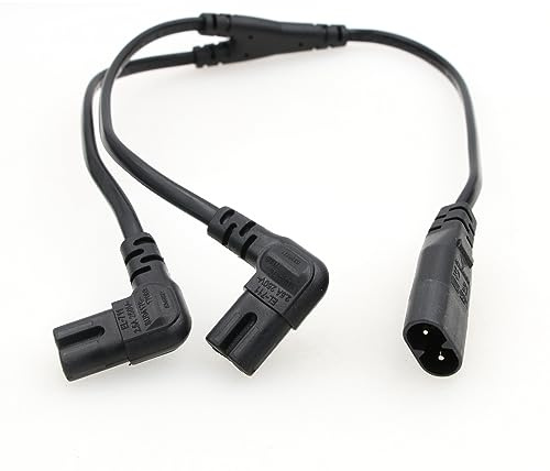 DRRI IEC320 C8 to Dual C7 Right angle Y Splitter AC Power Cord for printers| digital cameras|Apple TV| PlayStation4