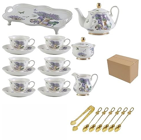 BBAUER Juego de Tazas de Cafe teteras para Tete Taza de té de la Tetera del Juego de té de la Porcelana China, Juego de té de cerámica Europeo(Color:H,Size:)