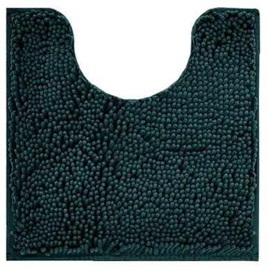 Reyox Chenille Badematte mit WC Ausschnitt, rutschfest Waschbar Badezimmerteppich, Weicher Absorbierende WC Vorleger, Toilettenteppich in U-Form Dunkelgrün 2