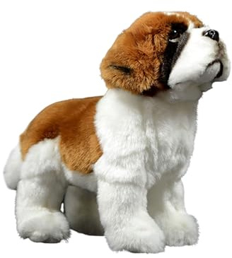 Tiny Heart Bernhardiner-Hund Stofftier Plüschtier 26cm/10” realistisches Bernhardiner-Hund Plüsch schönes Tier niedliche und weiche Geschenke Hund für Kinder Jungen und Mädchen Spielzeug braun