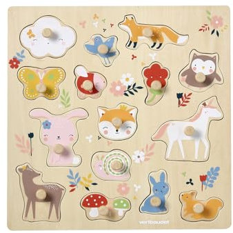 Vertbaudet VERTBAUDETBaby Steckpuzzle MÄRCHENWALD aus Holz FSC®rosa