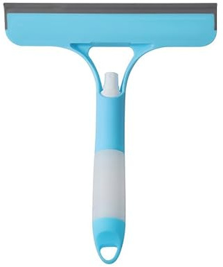 loutlo 3 in 1 Window Cleaning Tool for Car Indoor Outdoor High Windows, Spray Window Squeegee Cleaner Tool with Spray Bottle,Window Wiper Silicone Cleaner Brush Scraper,for Car, Home, Kitchen (Blue)
