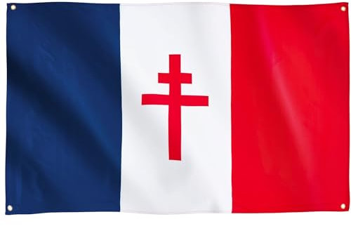 Runesol Drapeau France Libre, 91x152cm, 3ft x 5ft, 4 œillets, œillet dans chaque coin, France libérée, drapeaux de qualité supérieure, intérieur, extérieur, couleurs vives