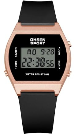 JewelryWe Montre Digitale Homme Femme: Montre Sport Numérique LED Coloré Montre à Bracelet en Caoutchouc avec Fonctions Calendrier et Réveil 3 ATM Etanche - Csdeau Homme Femme Ado