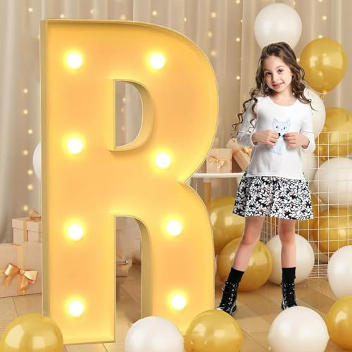 120cm-4ft Giant LED Light Up Letter R, Mosaic Marquee Light Up Sign, LED Letters Lamps for Valentine's Day Birthday Christmas New Year