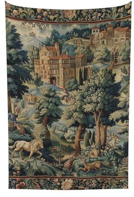 Mittelalterlicher Wald, kunstvoller Vintage-Tapisserie, Wandbehang, Heimdekoration, ästhetischer Wandteppich für Zimmer, Wohnzimmer, Schlafzimmer, Wohnheim, 101,6 x 152,4 cm