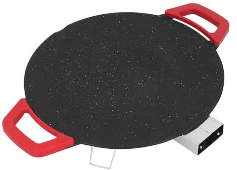 Piastra Elettrica, Teglia per Barbecue Elettrica Senza Fumo con Manici, Padella Rotonda per Barbecue Antiaderente Senza Fumo 30 Cm per Casa, Controllo della Temperatura a