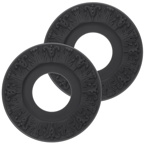 PATIKIL Ceiling Medallion, 2 Pcs 10 OD x 4 ID PU Decorative Ceiling Light Medallion Chandelier Medallion 3D Carving Ceiling Light Cover Plate for Ceiling Light Fixtures Fans, Black