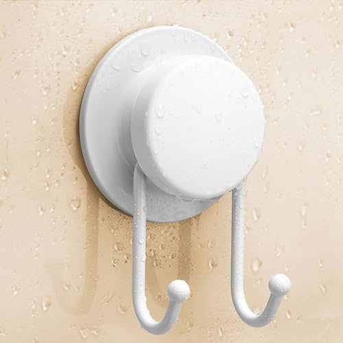 pickpiff Saugnapf Haken 2 Stück Haken Ohne Bohren Saughaken Handtuchhalter Badezimmer Haken Suction Cup Hooks Handtuchhalter Handtuchhaken Küche Haken Mit Saugnapf Dusche Saugnapf, Weiß