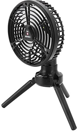 LIZEALUCKY Ventilatore da campeggio con batteria ricaricabile USB con treppiede retrattile, carica lanterna a LED Rotazione di 180 gradi Ventilatore per tenda pieghevole portatile 3 modalità