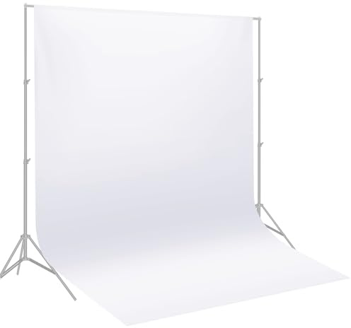 Neewer 1.6x2.6 meters Photo Studio 100 Percent Pure Polyester Collapsible Backdrop Background for Photography, Video and Television (Background Only) - White