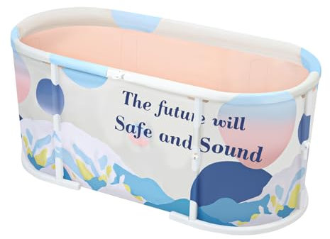 PERZOE 45 Portable Bath,Pop up Bath,Extra Large Foldable Bathtub with Plastic Frame,6 Layers Thicken Bathtub with Metal Support, Therapy Tub for Shower Stall Fold Up Soaking Bath Tub, Hot SPA, Ice B