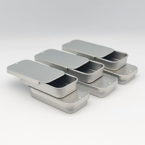 SHC Web 6 x 10ml Rectangular Tin with Sliding Lid - Small Travel Container/Sweets/Lip Balm/Favour/Gift/Pill/Cosmetic Box