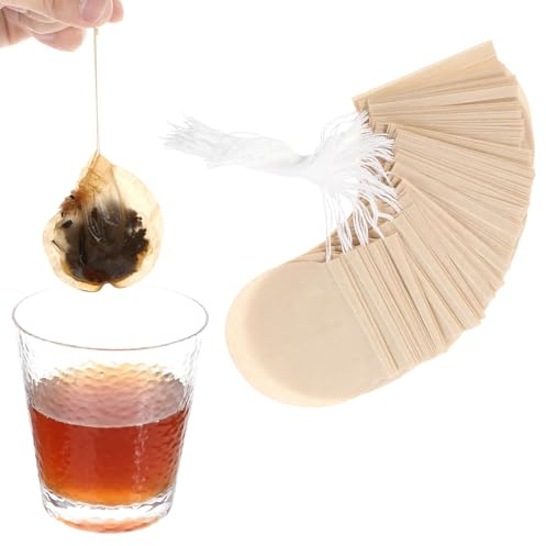 Ptwola 200 Stück Teebeutel Teefilter Papier für Losen Tee Einweg Leere Filterbeutel mit Kordelzug Tea Bags für Duftender Tee, Gewürze, Kaffee | Für losen Tee, ungebleichtes Papier, Infuser-Beutel, mit Kordelzug, für Kaffeebad, Gewürzbrauen, Suppenbrühbeutel
