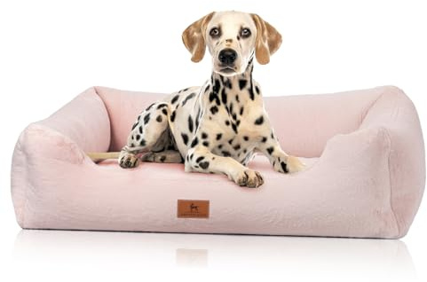 Knuffelwuff orthopädisches Hundebett aus kuschelig weichem Kaninchen Fellimitat Schnuffelupagus XXL 120 x 85cm Rosa | Abnehmbarer Bezug | waschbar | für große, mittelgroße und kleine Hunde
