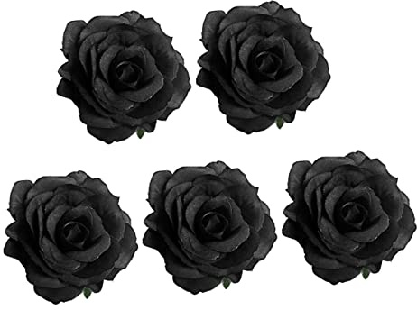 FOMIYES Lot De 5 Broches Roses Artificielles Noires, Taille Moyenne, Accessoire Funéraire Élégant, Pince à Cheveux Funéraire Pour Cérémonie Et Deuil, Décoration De Fleur Pour Cheveux Féminins