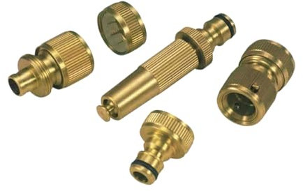 Garden Mile 4 Stück 3/4 Zoll Messing Wasserhahn Schlauchverbinder Set Außenhahn Spritzpistole Wasserhahn Adapter Hochdruckschlauch Rohrverschraubungen Messing Innengewinde 3/4 Anschluss mit 1/2 Zoll