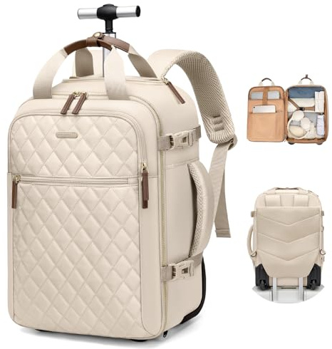 GOLF QUALITY Zaino Trolley PC 17'' Uomo Donna 35L Impermeabile Laptop Backpack Unisex Bagaglio a Mano Viaggio Ufficio,Nero, Bianco