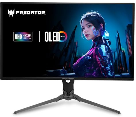 Acer Predator Gaming Monitor | 31.5 UHD 3840 x 2160 OLED | AMD FreeSync Premium Pro | 240Hz | 0.03ms | VESA DisplayHDR True Black 400 | DCI-P3 99% | DisplayPort 1.4 & 2 x HDMI 2.0 1 | X 34 ES