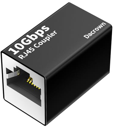 Dacrown RJ45 Ethernet Coupler 10Gbps, 3Pack Extender Adapter for Cat8 Cat7 Cat6 Cat5 Cat5e Ethernet Cable, 328ft Long Distance High Speed Connector, Female to Female Aluminum Alloy Black