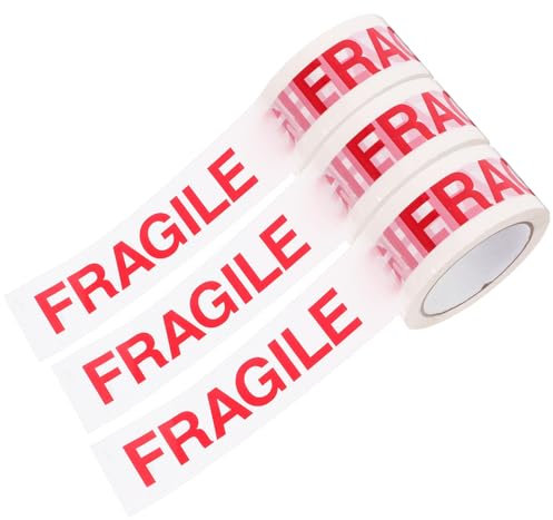 Housoutil 3rollen Zerbrechliches Klebeband Für Verpackungskartons Selbstklebende Warnaufkleber Versandetiketten Klebeband Für Umzugskartons Zum Versenden Und Transportieren