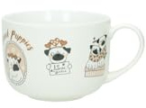 BRANDANI 51427 Tazza Colazione Cani, New Bone China, 12.5x9h cm, Bianco