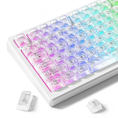 dagaladoo Clear keycaps Set,Translucent Keyboard keycaps,Jelly Key caps | Shine Through keycap Glossy,Transparent MDA Profile Custom keycaps for Mx Switches Mechanical Keyboard(115-keys,White)