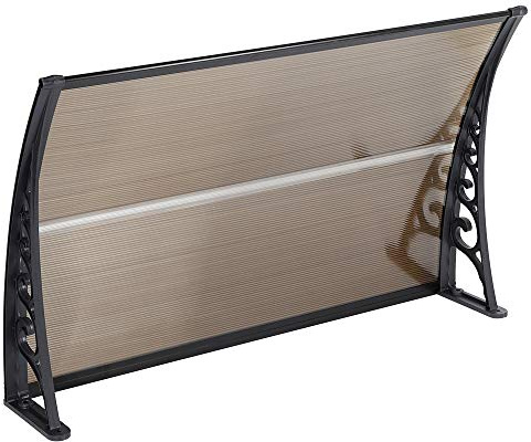 Auvent de Porte d'entrée Toit Marquise en Polycarbonate Porte Résistante Toit Abri Protection Contre La Pluie et UV- Brun thé - 100 × 150 cm