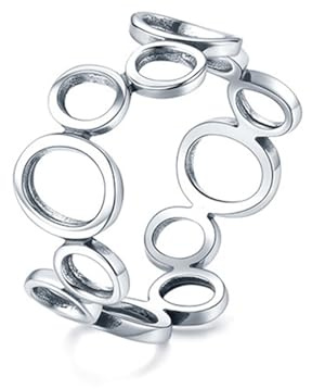 Epinki 14K Weißgold Solitärring Echtschmuck, Hohl Unregelmäßiger Kreis Partnerringe, Au585 Gold Pärchen Ringe ohne Nickel, Gr.52 (16.6)