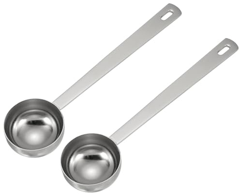 QUARKZMAN 2 Cucharillas Medidoras De 25ml Con Mango Largo Para Café Molido Té Azúcar Cocina Repostería Plateadas