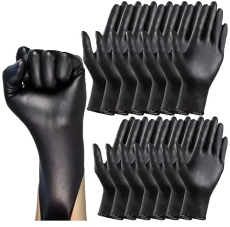 Generico Compatibile con guanti in lattice neri, lavori domestici usa e getta, pulizia, industria automobilistica, giardinaggio, utensili da cucina(100PCS,N-1pcs)