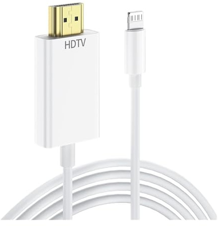 FLJVEZPJ Adaptador Lightning A HDMI HD, Compatible con iPhone 14 13 12 11, Conexión Monitor HDTV Pantalla De Proyector Audio Síncrono Accesorios For Cables De 1,8 M