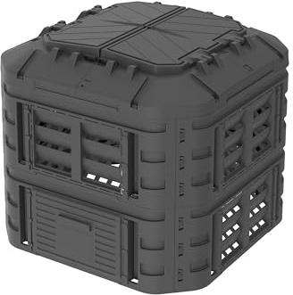Compostador Modular para jardín EKOGRID - 600 L - Compostador con riego por Goteo y aireación - Negro