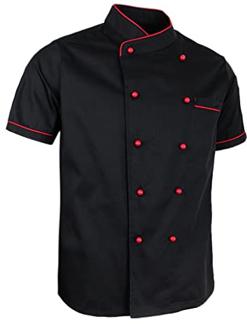 Chatonshen Giacca Chef Uomo Estiva con Rete Mesh E Bottoni Automatici Tessuto Leggero E Resistente Stile Unisex Uniforme Cucina Adatta per Lavoro in Ristorante