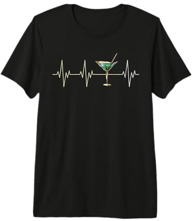 Cool Martini Heartbeat Love Cocktail Glass Happy Hour Brunch Premium T-Shirt
