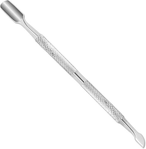 Cuticle Pusher Professional Stainless Steel Nail Scraper & Cuticle Remover, Dual-Sided Cuticle Cleaner for Gel Polish Removal, Dead Skin Remover, Manicure & Pedicure Tool with Non-Slip Handle